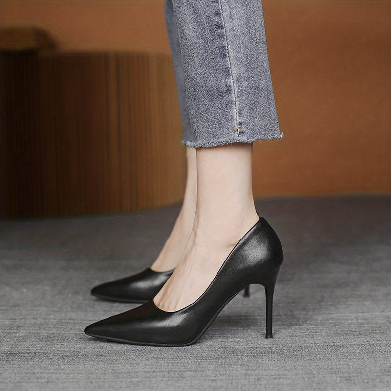 Solid Stiletto Heels Point Toe Pumps Comfy Work Shoes