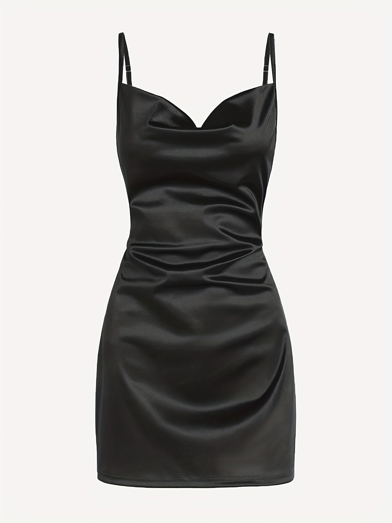 Solid Cowl Neck Bodycon Cami Dress