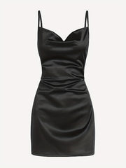 Solid Cowl Neck Bodycon Cami Dress