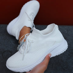 Women's Breathable Lace-up Running Shoes Non-slip Mesh Sneakers