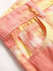 Men's Tie Dye Slim Fit Jeans Casual Street Style Denim Pants