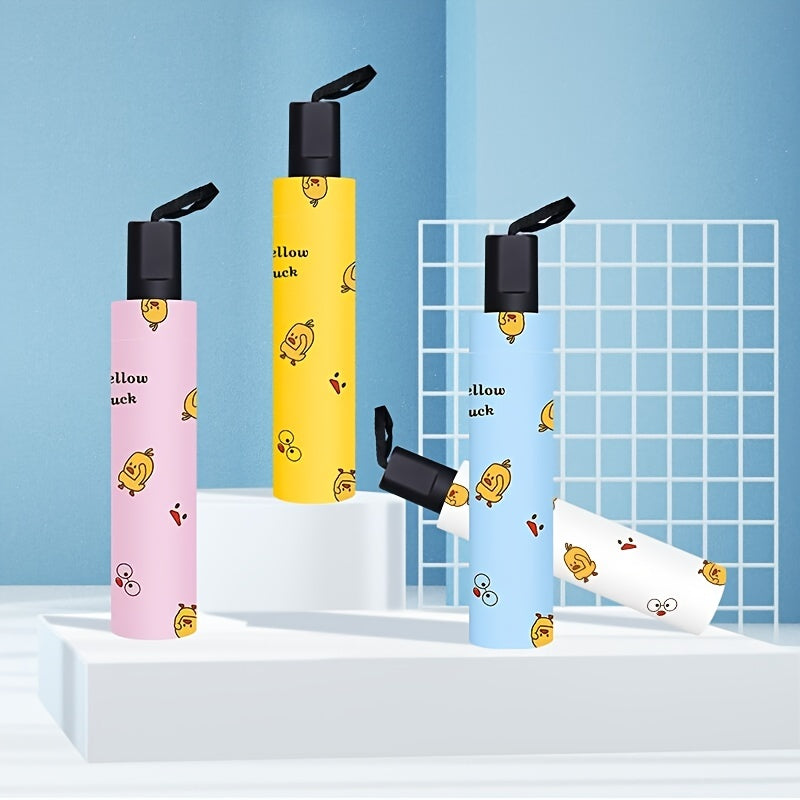 Foldable Lightweight Vinyl Windproof Duck Sunscreen Folding Umbrella