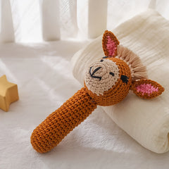 Little Donkey Rattle Toy Soft and Safe Playmate for Toddlers Brown Bell Toy