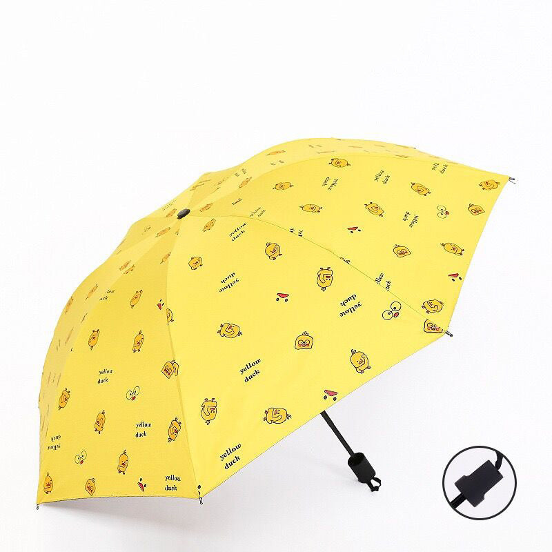 Foldable Lightweight Vinyl Windproof Duck Sunscreen Folding Umbrella
