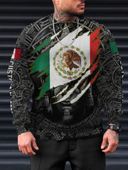 Mexico Eagle Print Men's Sweatshirt for Autumn Winter