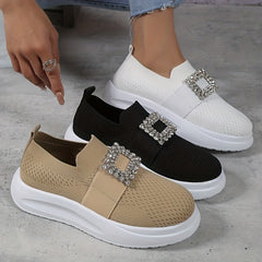 Women's Slip On Platform Shoes with Rhinestone Decor