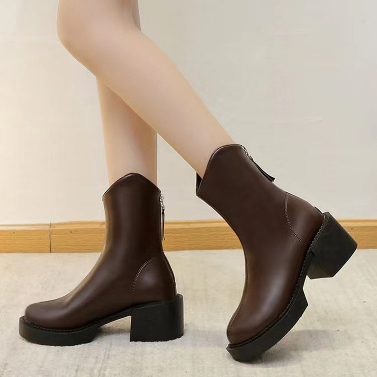 British Style Zip Back Ankle Boots