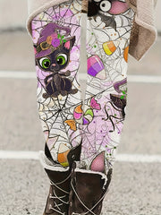 Halloween Graphic Print Skinny Leggings Stretchy Women's Clothing