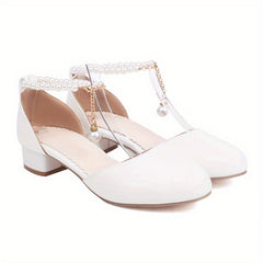 Closed Round Toe Low Heel Pumps Ankle Strap Flats Women's Footwear
