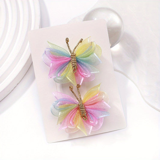 2pcs Butterfly Hair Clips for Baby Girls' Birthday Parties
