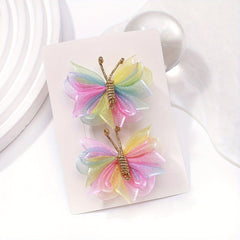 2pcs Butterfly Hair Clips for Baby Girls' Birthday Parties