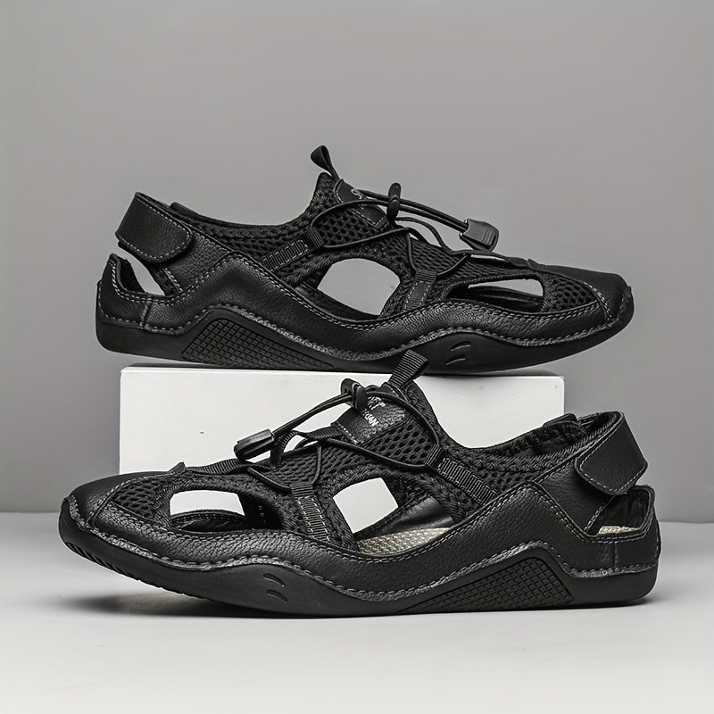 Men's Breathable Mesh Sandals w/ Draw String & Velcro Outdoor Walking Shoes