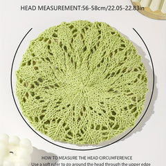 Vintage Crochet Hollow Out Beret Octagonal Hat