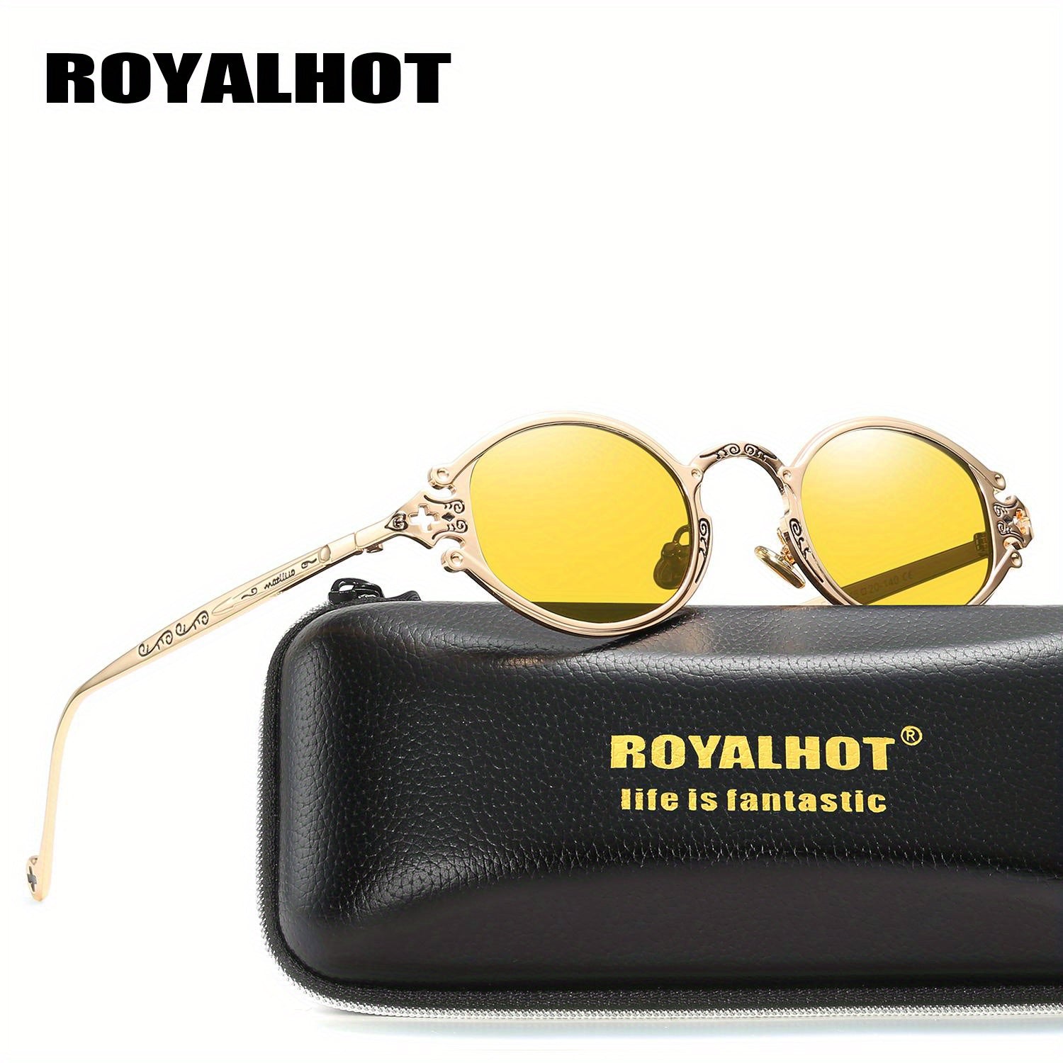 RoyalHot Oval Metal Polarized Sunglasses