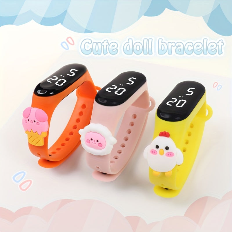 3pcs Animal Series Electronic Wristbands & Charm Watches Digital Display