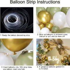 138pcs Vintage Avocado Green Balloon Wreath Arch Balloon Chain Suit