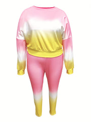 Ombre Print Pullover Top & Joggers Set