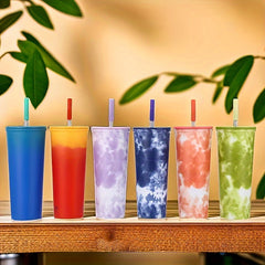 Insulated Stainless Steel Straw Water Cup 24oz Outdoor Sports Fitness Travel