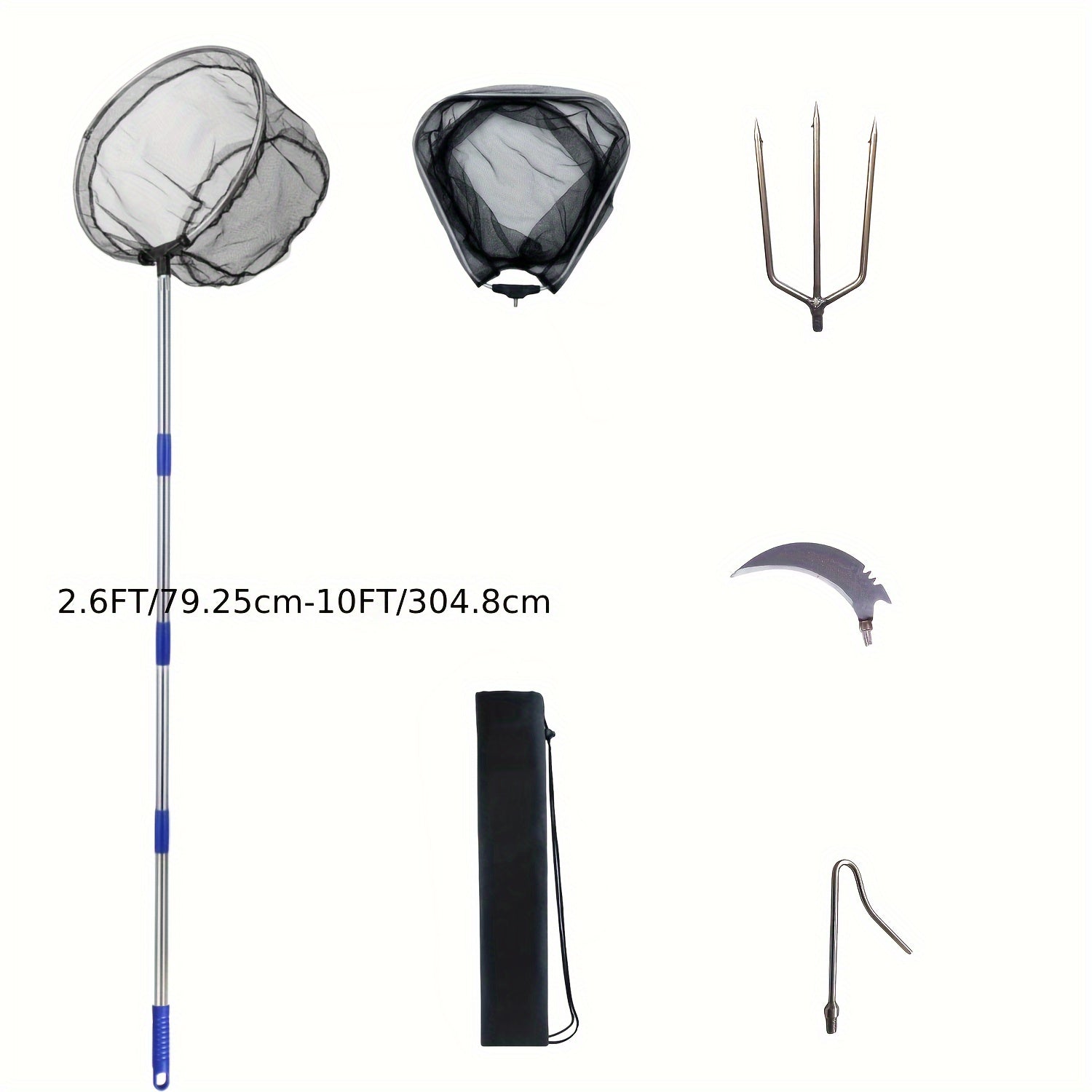 Portable Fishing Landing Net w/ Telescoping Pole Handle for Freshwater