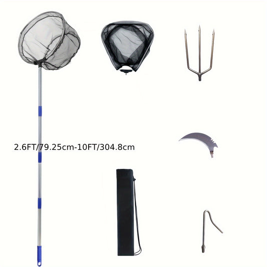 Portable Fishing Landing Net w/ Telescoping Pole Handle for Freshwater