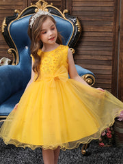 Girls Princess Dress Bow Sequin Tulle Tutu Dress Wedding Flower Girls