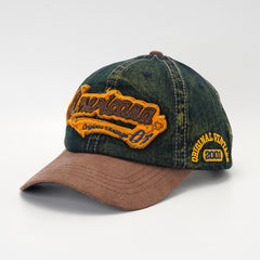 Unisex Sunshade Adjustable Baseball Cap Denim Stitching Embroidery