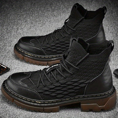 Men's Lace Up Chelsea Boots High Top Anti-skid Shoes