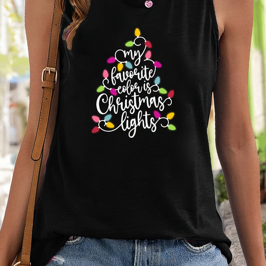 Christmas Fairy Light & Letter Pattern Stretchy Sports Vest