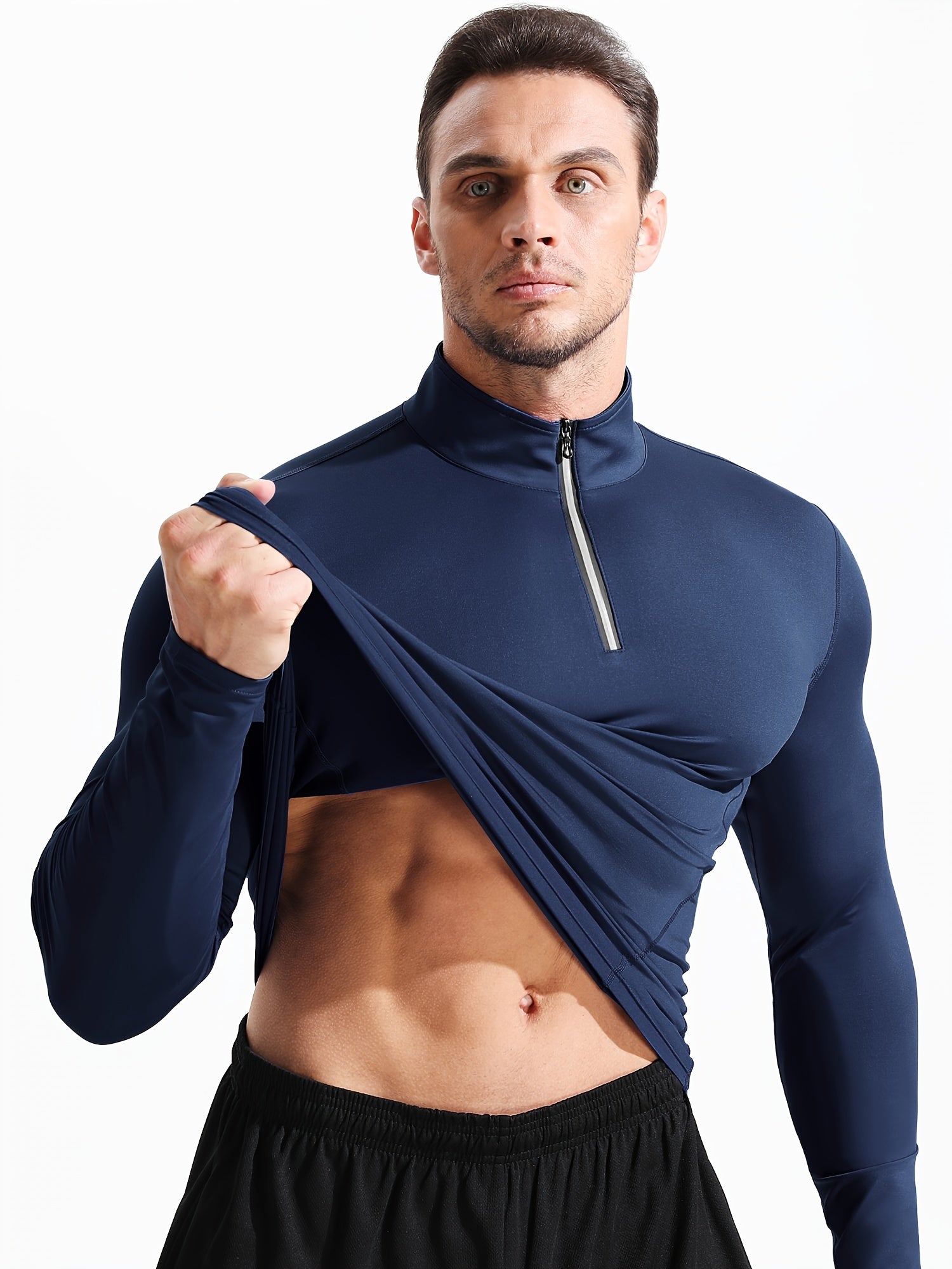 Men's Quick Drying Compression 1/4 Zip Pullover Long Sleeve Base Layer