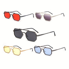 Hip Hop Retro Sunglasses Double Beam Square Zinc Alloy Frame