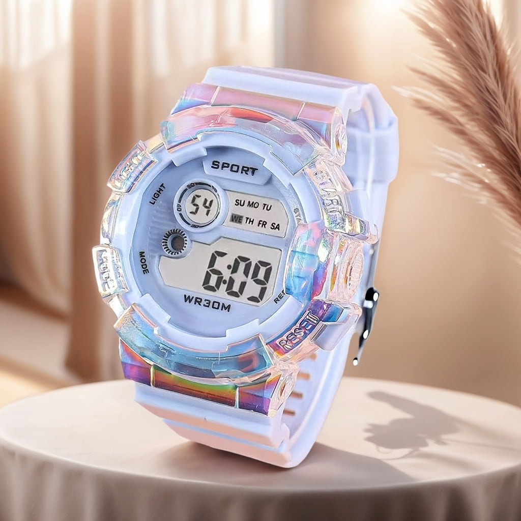 Unisex Sports Watch Glow Dark Date Alarm Durable Rubber Strap Multifunctional