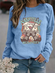 Nashville Music City Print Sweatshirt