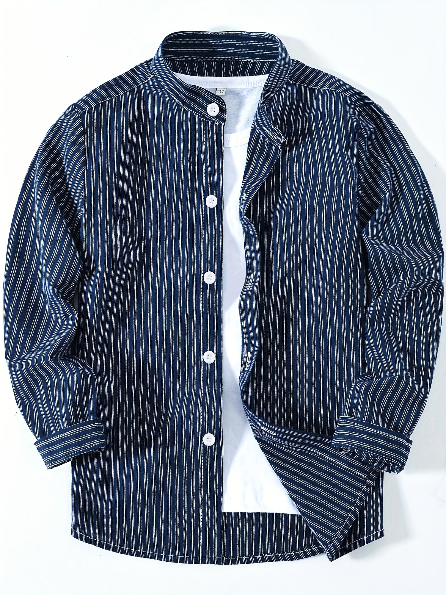 Boys Striped Casual Long Sleeve Lapel Shirt