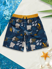 Boys Underwater Animals Print Surfing Shorts Swimming Trunks
