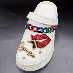 Red Lip Print LOVE Chain Shoe Accessories Set