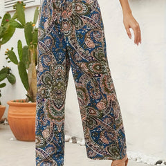 Paisley Print High Waist Boho Pants