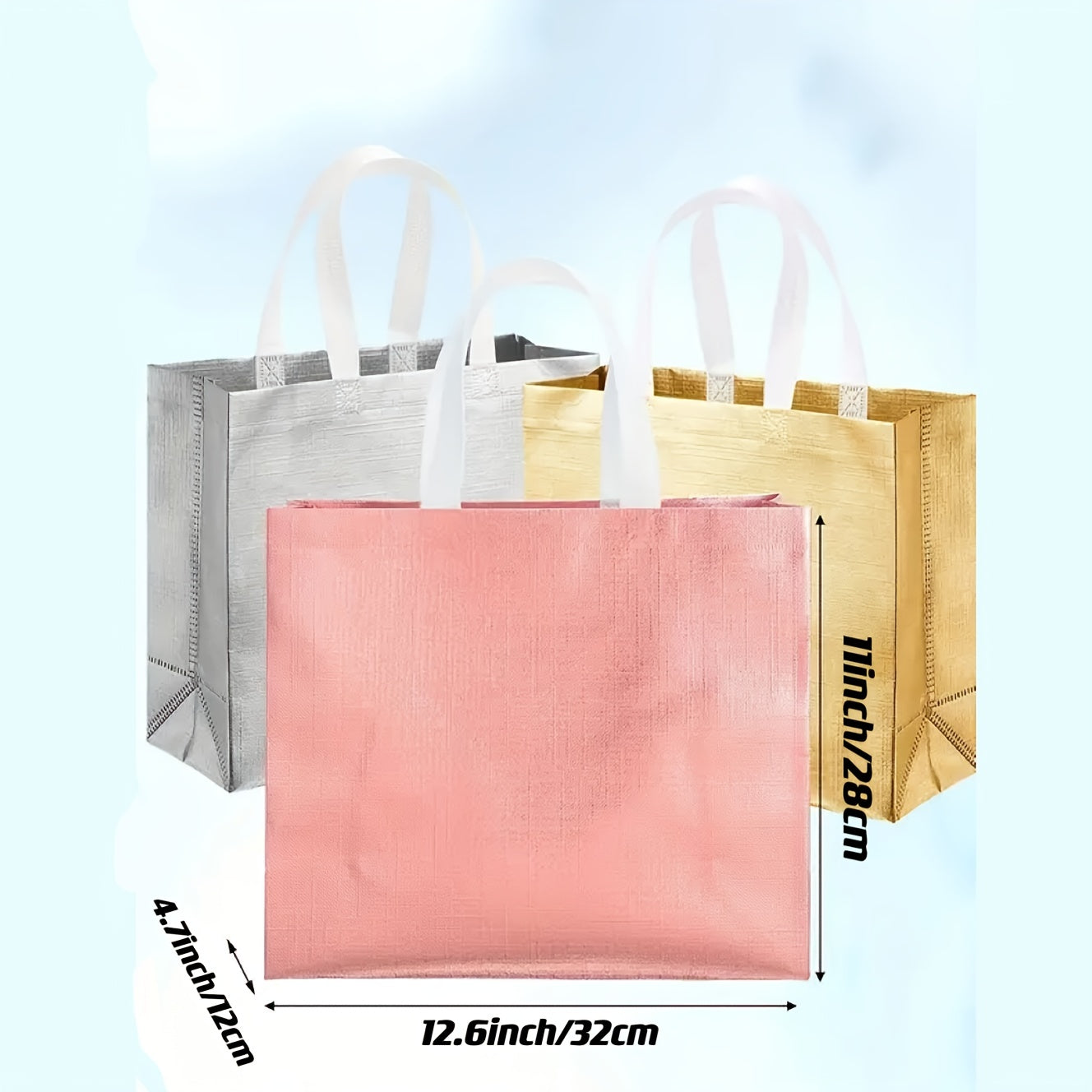 4pcs Glitter Golden Gift Bags Reusable Tote Bag Birthday Party