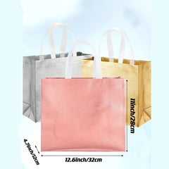 4pcs Glitter Golden Gift Bags Reusable Tote Bag Birthday Party