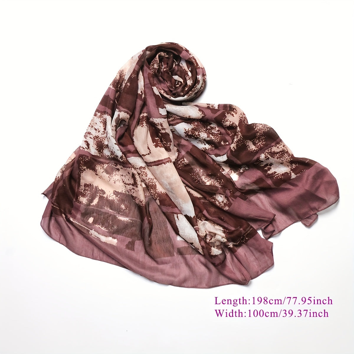 Geometric Tie Dye Print Scarf Vintage Brown Shawl