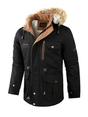 Men's Fleece Windbreaker Parka Jacket Fur Hoodie