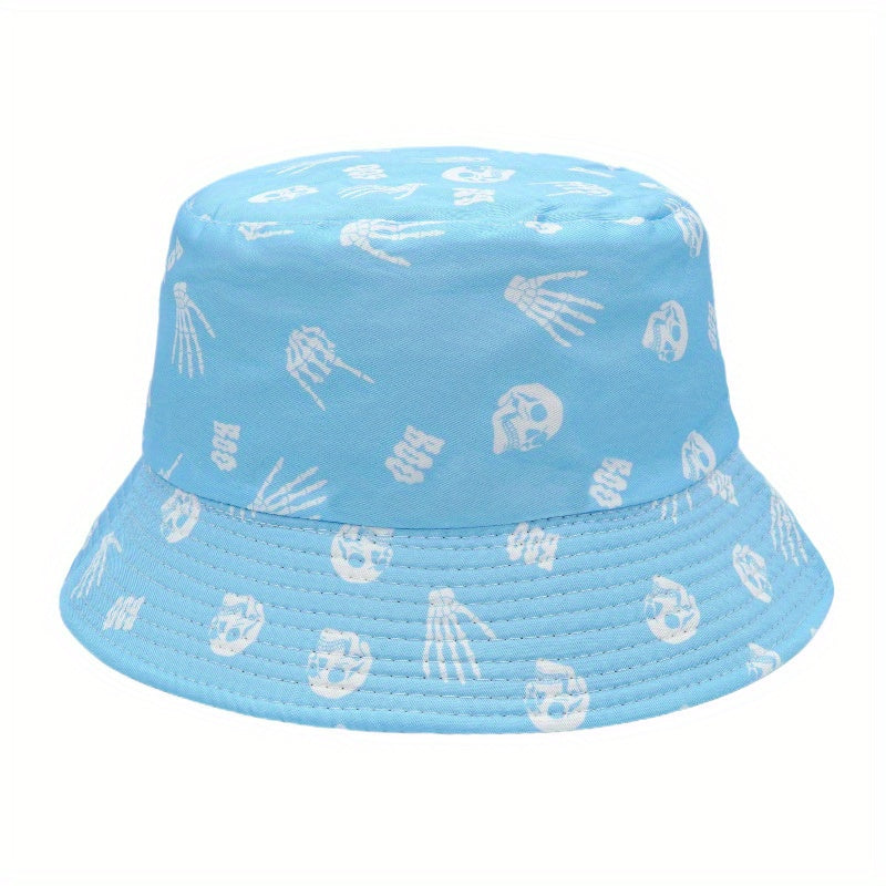 Skull Pattern Bucket Hat Reversible Sun Fisherman Cap
