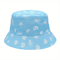 Skull Pattern Bucket Hat Reversible Sun Fisherman Cap