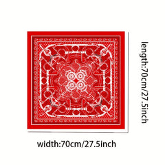 Vintage Geometric Print Silk Neckerchief Head Wrap Hair Accessories
