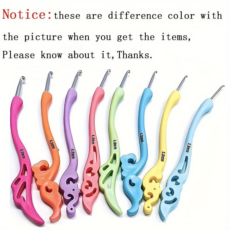 8pcs Vintage Aluminum Crochet Hooks Soft Handle DIY Weaving Knitting Needle