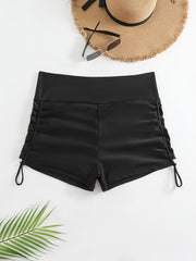 Vacay Bikini Bottoms Solid High Waisted Beachwear Shorts