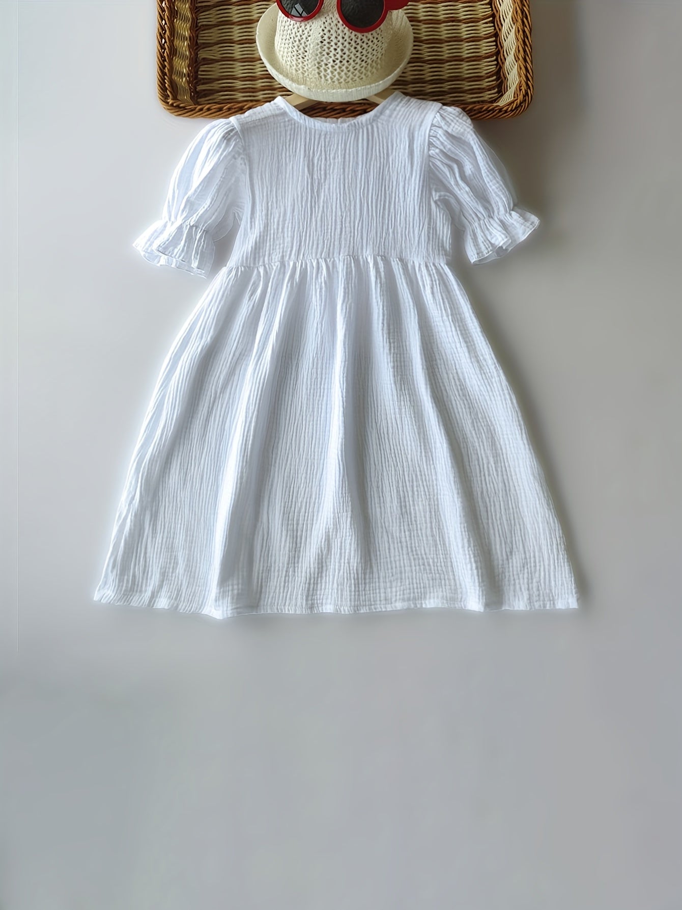 Girl's Summer Pleated Ruffle Sleeve Casual Dress