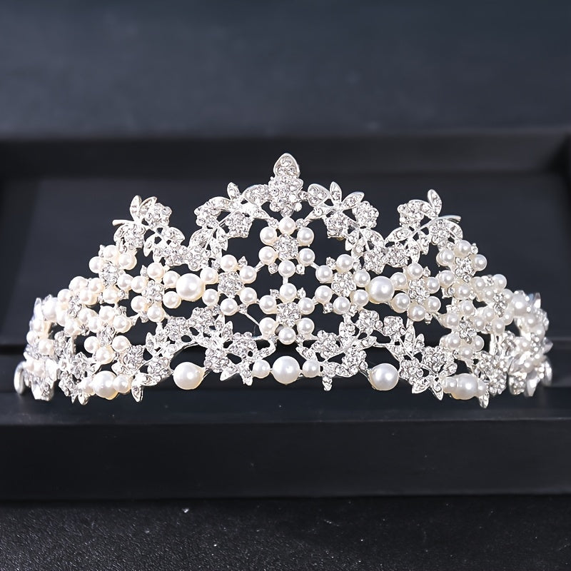 Silvery Tiara Crowns Crystal Headband Princess Rhinestone Crown