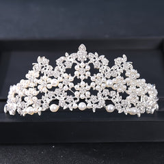 Silvery Tiara Crowns Crystal Headband Princess Rhinestone Crown