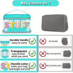 Chenille Letter Bag Makeup Cases Nylon Bag with Zipper