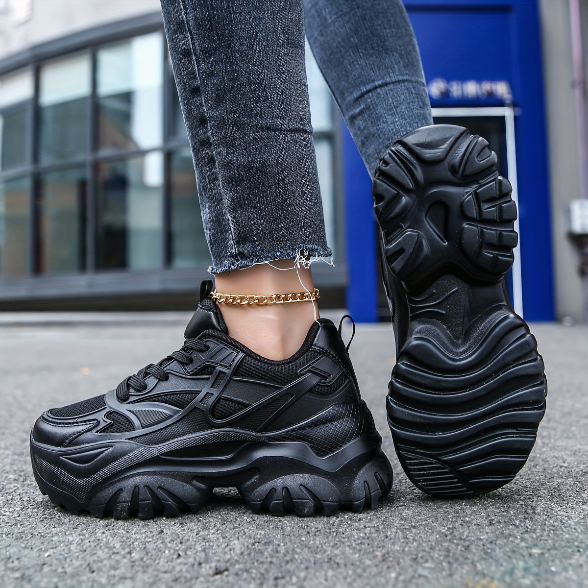 Women's Breathable Mesh Platform Sneakers Lightweight Low Top Running Shoes